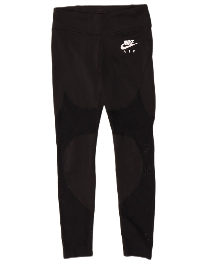 Nike Dame Dri Fit Grafiske Leggings UK 12 Medium Sort Polyester