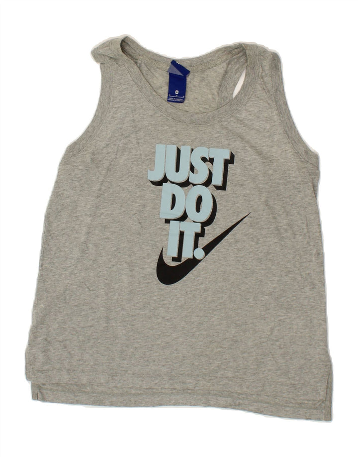 NIKE Womens Graphic Vest Top UK 14 Medium Grey Cotton Vintage Nike and Second-Hand Nike from Messina Hembry 