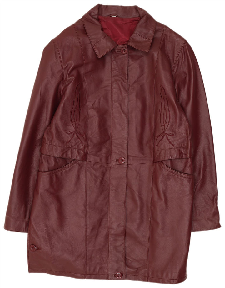 Vintage læderfrakke til kvinder IT 48 XL rødbrun læder