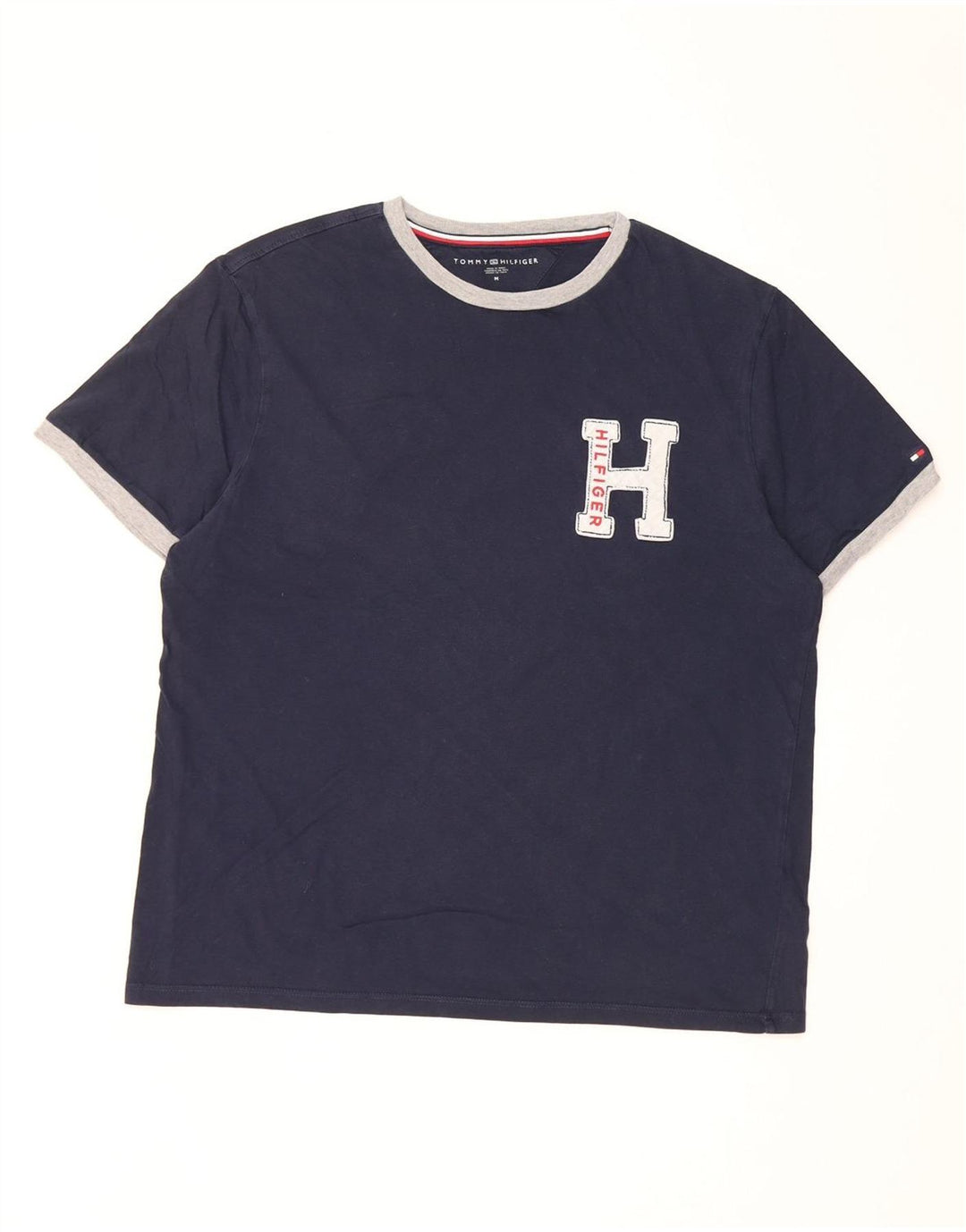 Tommy Hilfiger Herre grafisk T-shirt Top Medium Navyblå Bomuld
