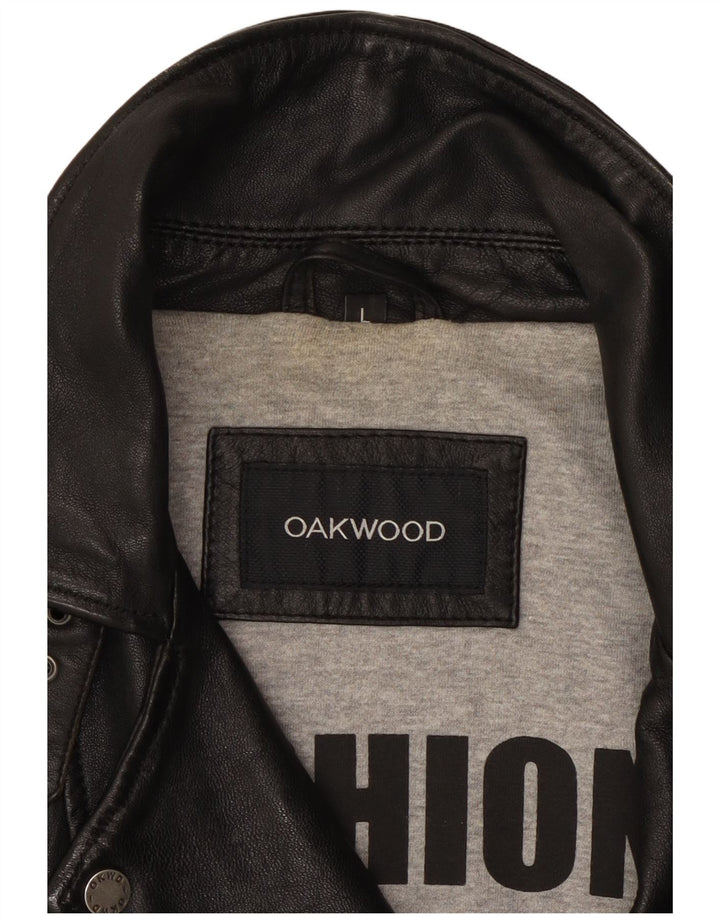 Oakwood Womens Læder Biker Jacket UK 14 Stort sort læder