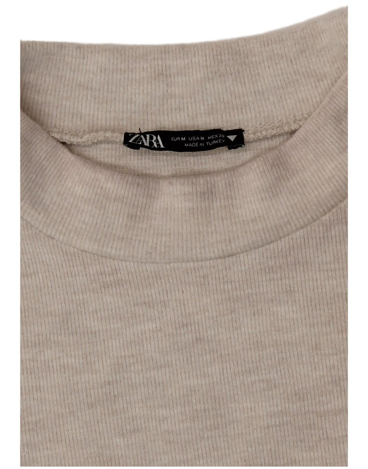 Zara Dame T-Shirt Top UK 14 Medium Beige Flecked