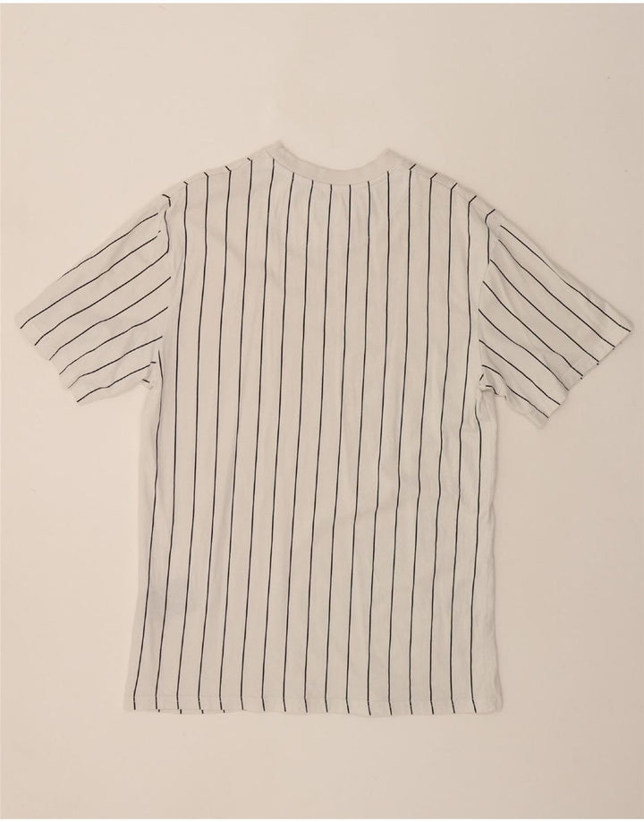KARL KANI Mens Graphic T-Shirt Top Medium White Striped Cotton Vintage Karl Kani and Second-Hand Karl Kani from Messina Hembry 