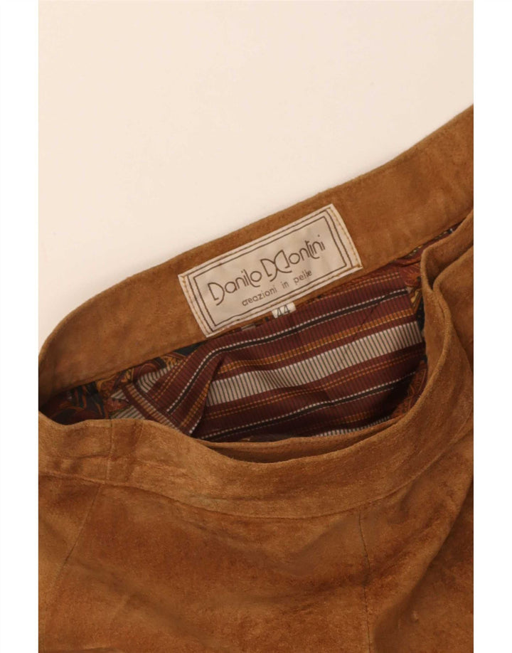 Vintage kvinders ruskind slå om nederdel IT 44 Medium W28 brunt læder