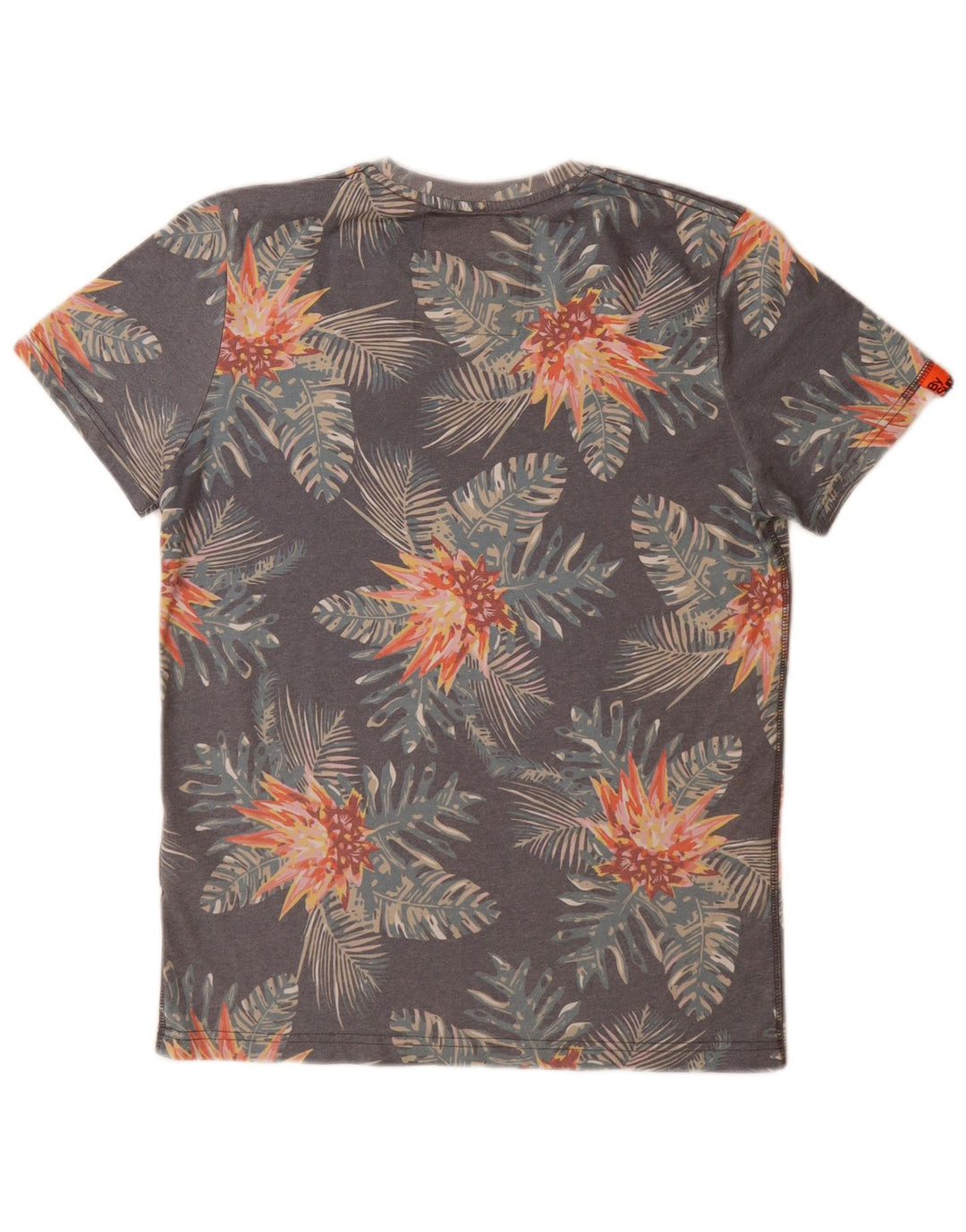 Superdry Grafisk T-shirt top til mænd, stor grå blomsterpolyester