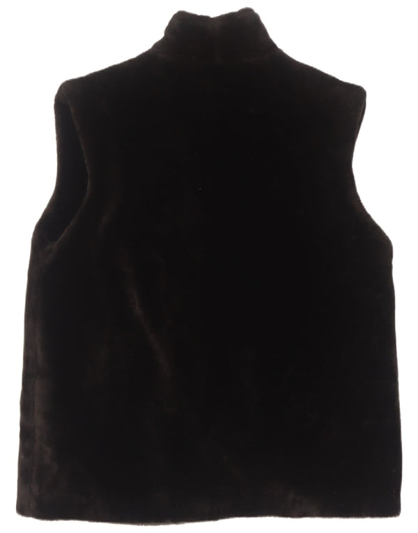 Easy Womens Oversized Faux Fur Gilet UK 16 Large Black Acryl