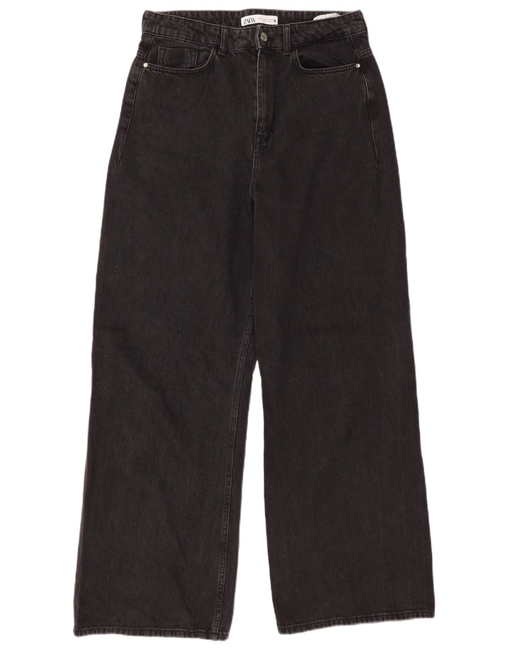 Zara Dame Jeans med brede ben EU 40 Medium W30 L31 Sort