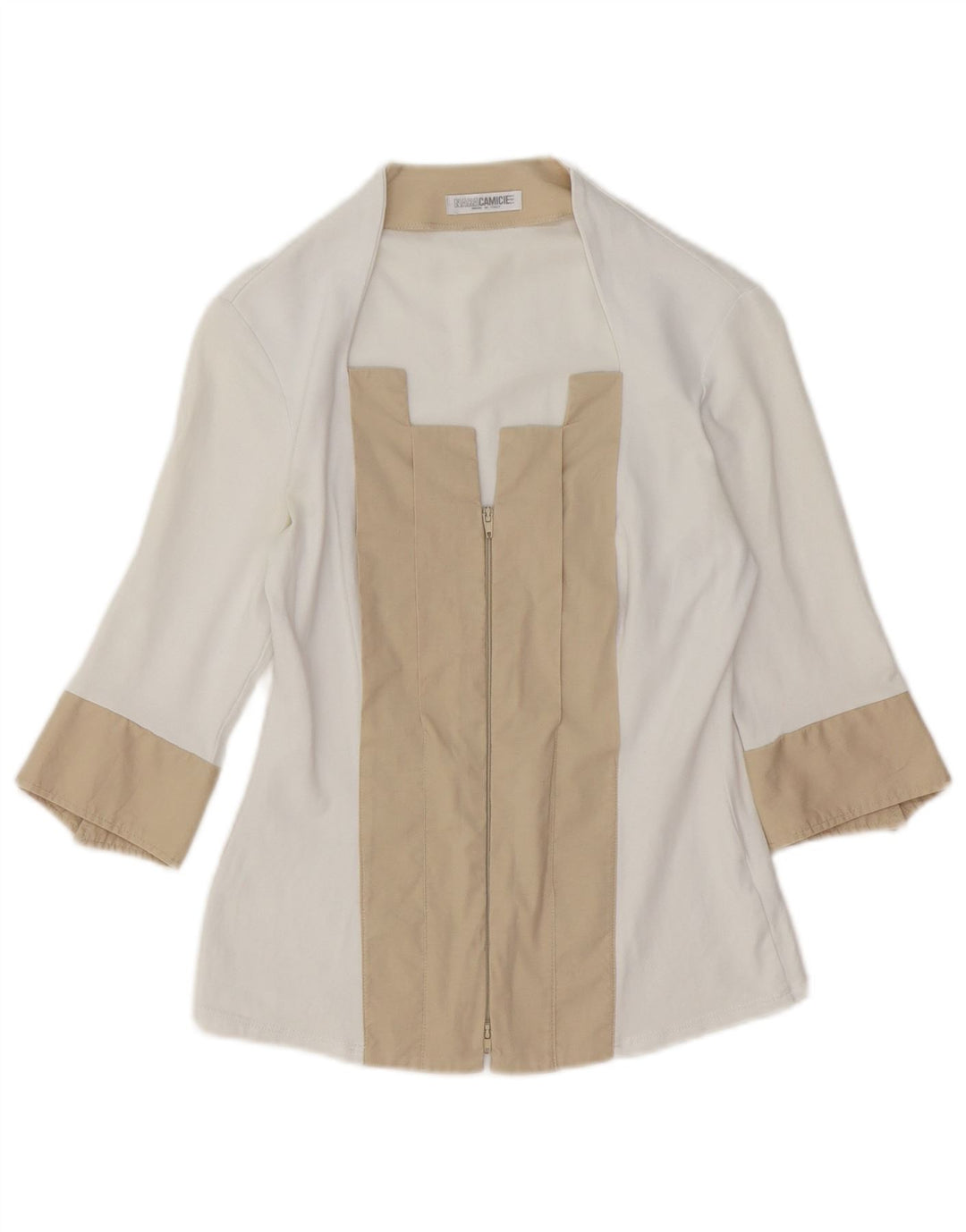 Naracamicie skjortebluse med 3/4 ærmer til kvinder UK 10 Small White Colourblock