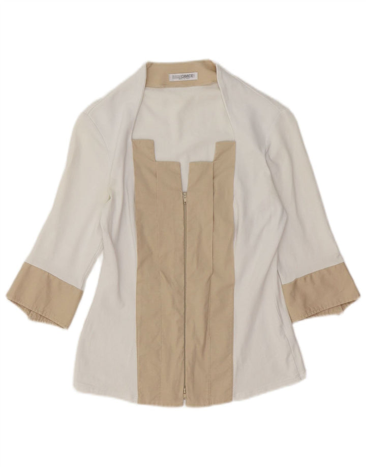 Naracamicie skjortebluse med 3/4 ærmer til kvinder UK 10 Small White Colourblock