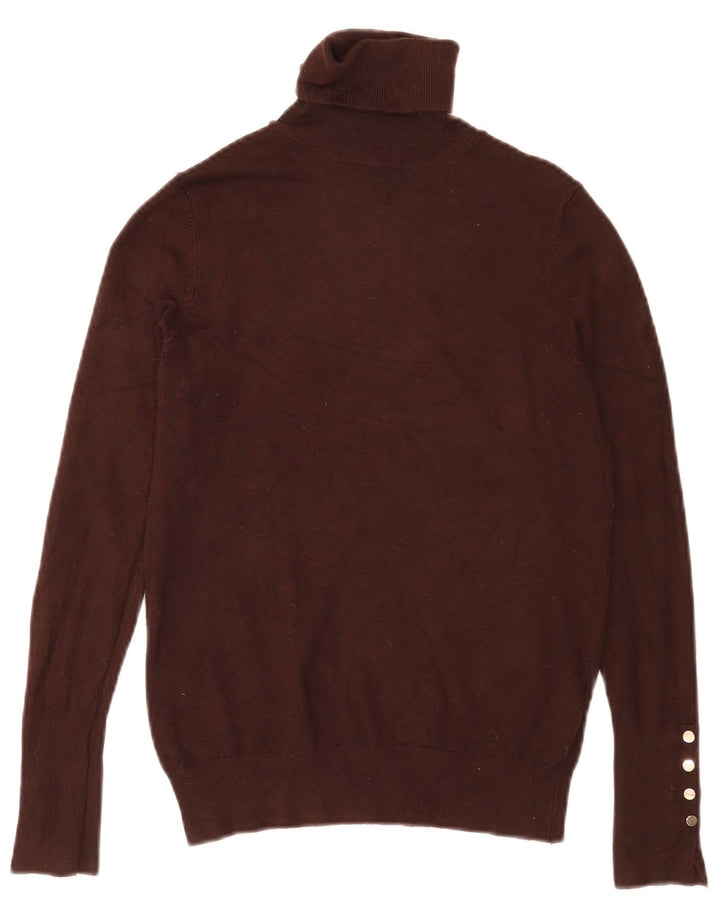 Zara Dame Rullehals Sweater UK 10 Small Brown Viscose