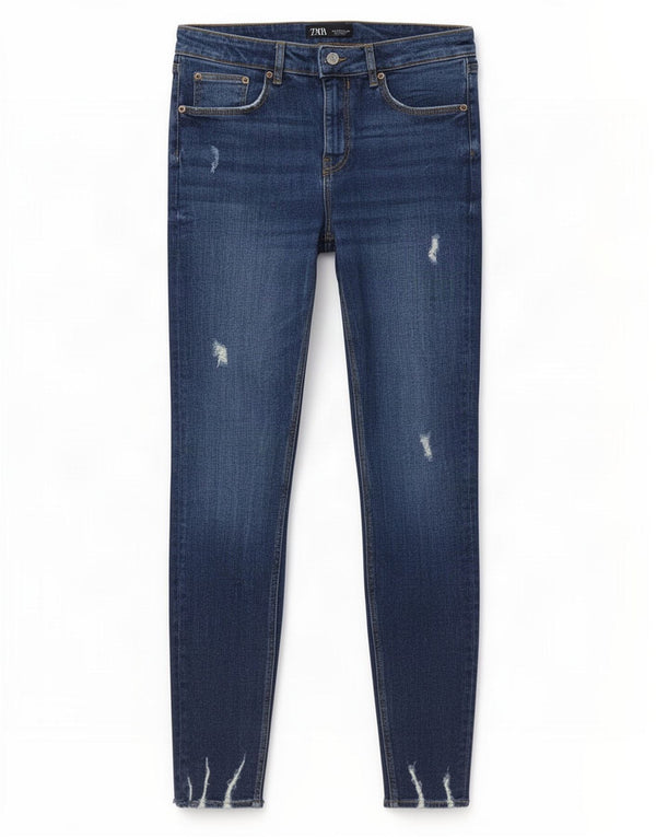 Zara Womens Distressed Skinny Jeans EU 40 Medium W30 L29 Blue Cotton