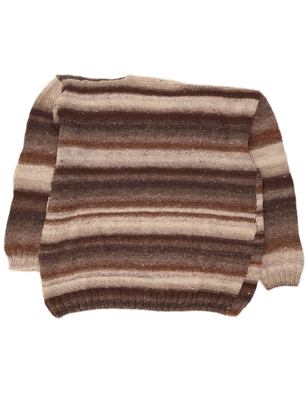 Vintage herre V-hals sweater XL brun stribet