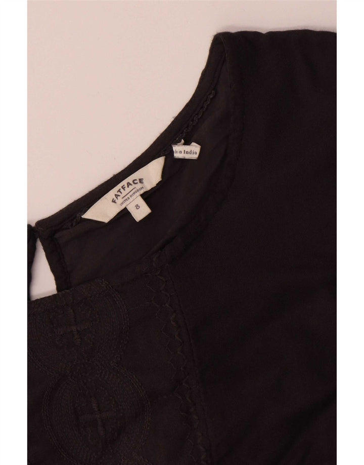 Fat Face Dame A-Line Kjole UK 8 Small Black Bomuld