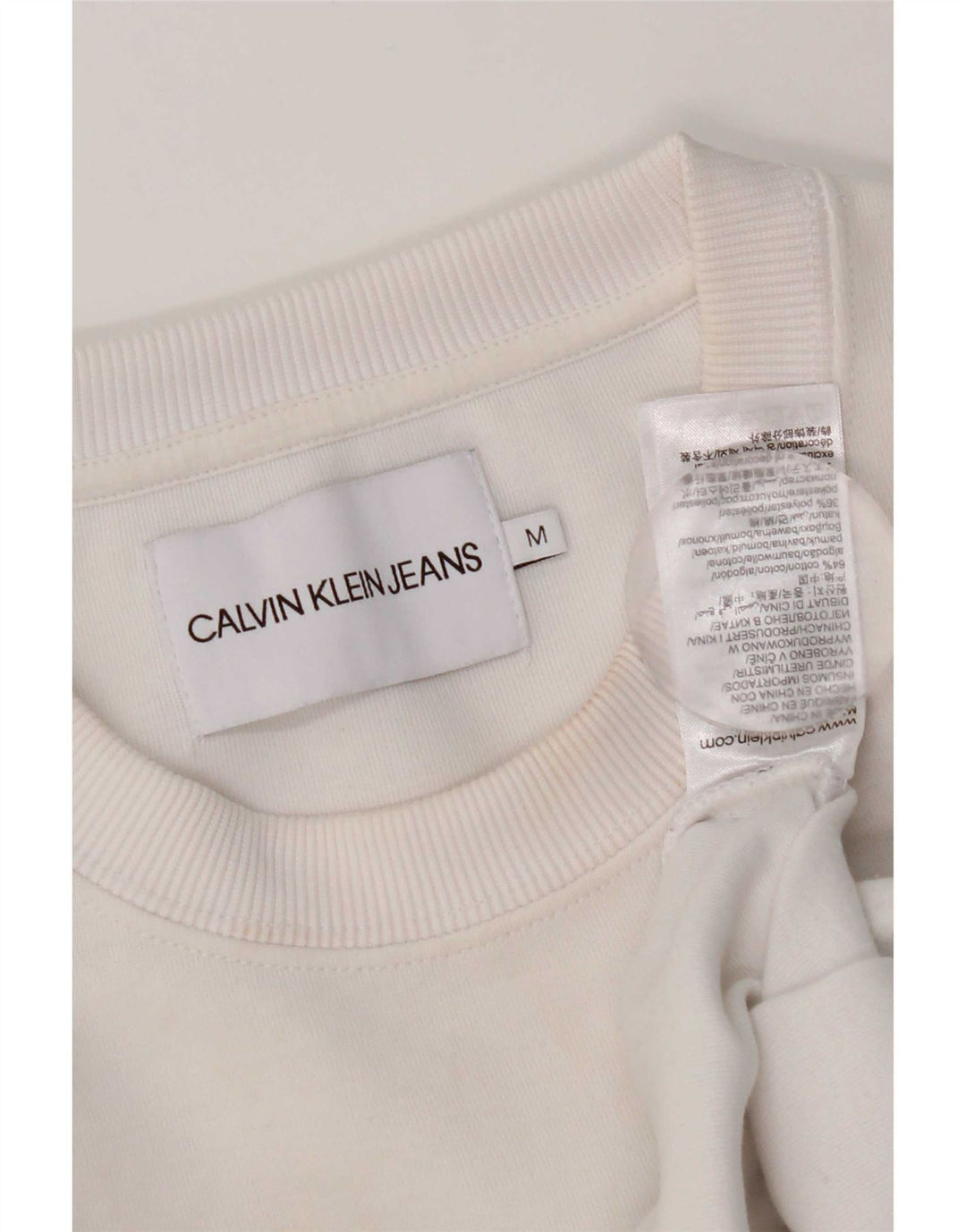 Calvin Klein Jeans Dame Oversized Sweatshirt Jumper UK 14 Medium White