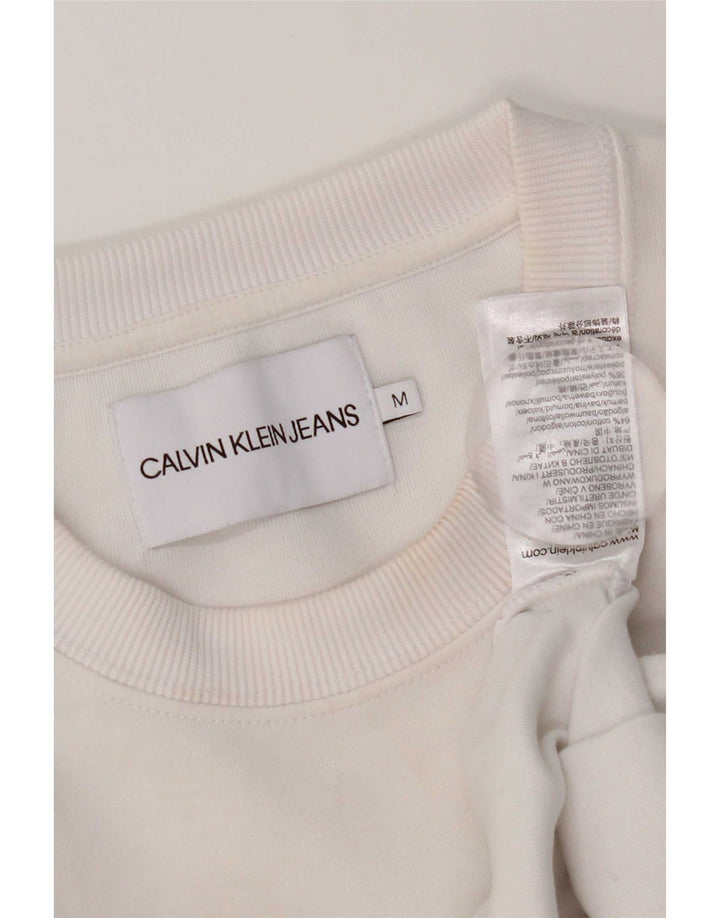 Calvin Klein Jeans Dame Oversized Sweatshirt Jumper UK 14 Medium White