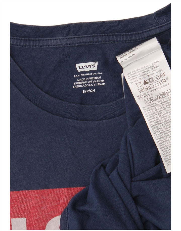 LEVI'S Herre grafisk T-shirt Top Lille marineblå bomuld