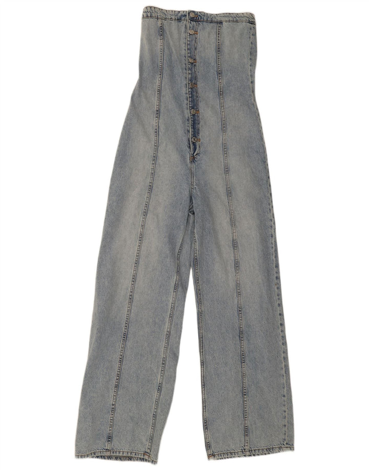 Zara Dame Denim Strapløs Jumpsuit UK 10 Small Blue