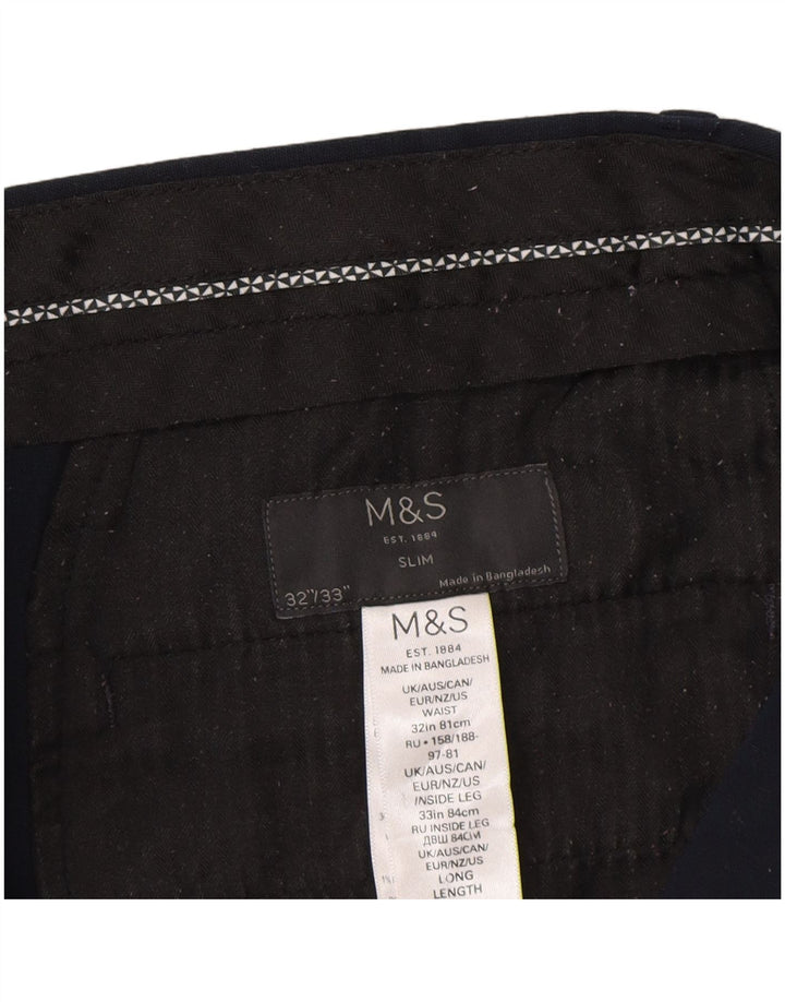 Marks & Spencer Herre Slim Chino Bukser W32 L33 Marineblå Polyester