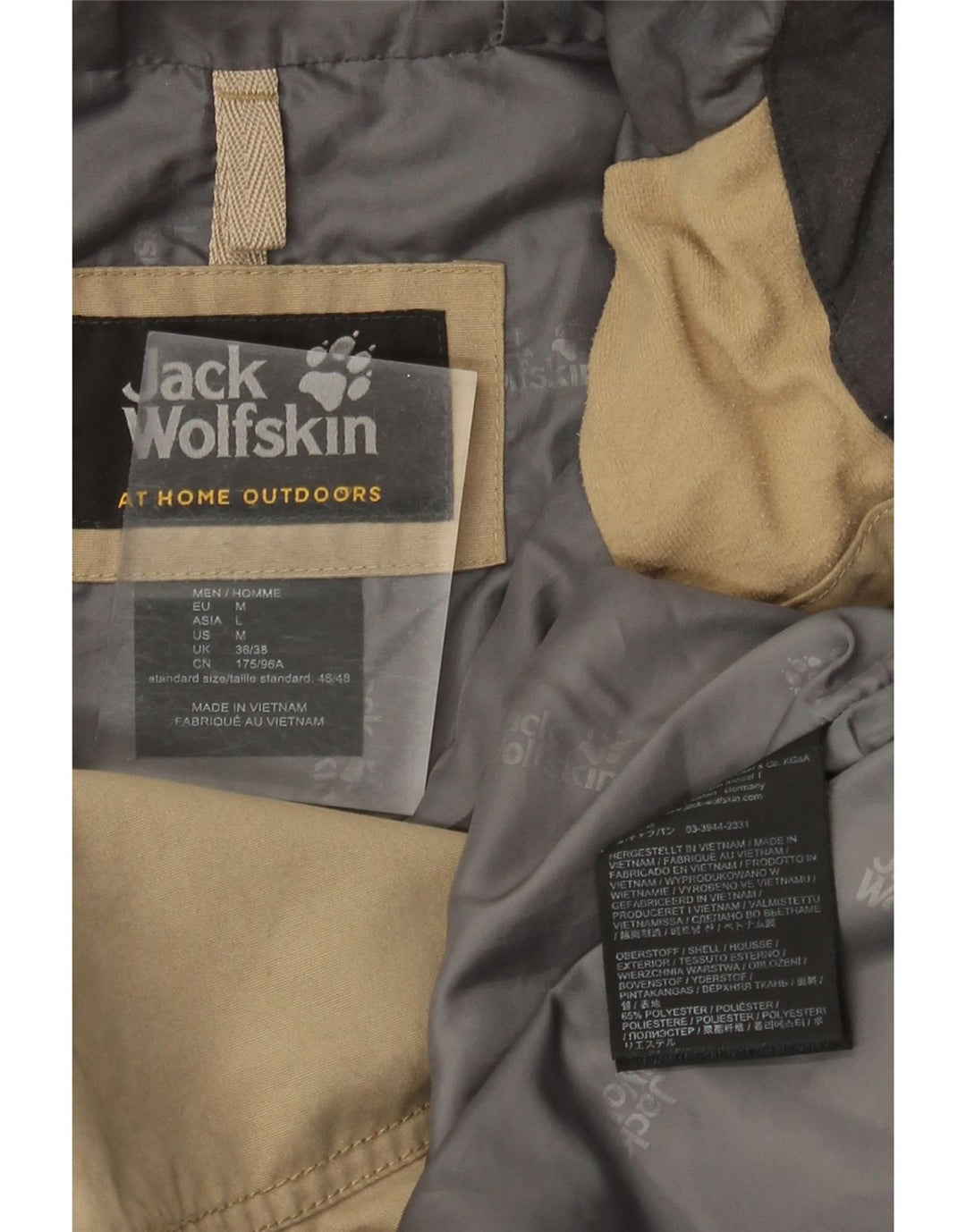 Jack Wolfskin Herre Windbreaker Jacket UK 36/38 Medium Beige Colourblock