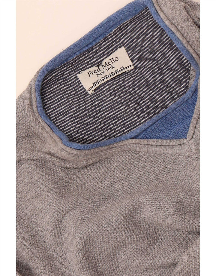 Fred Mello Herre V-hals sweater mellemgrå