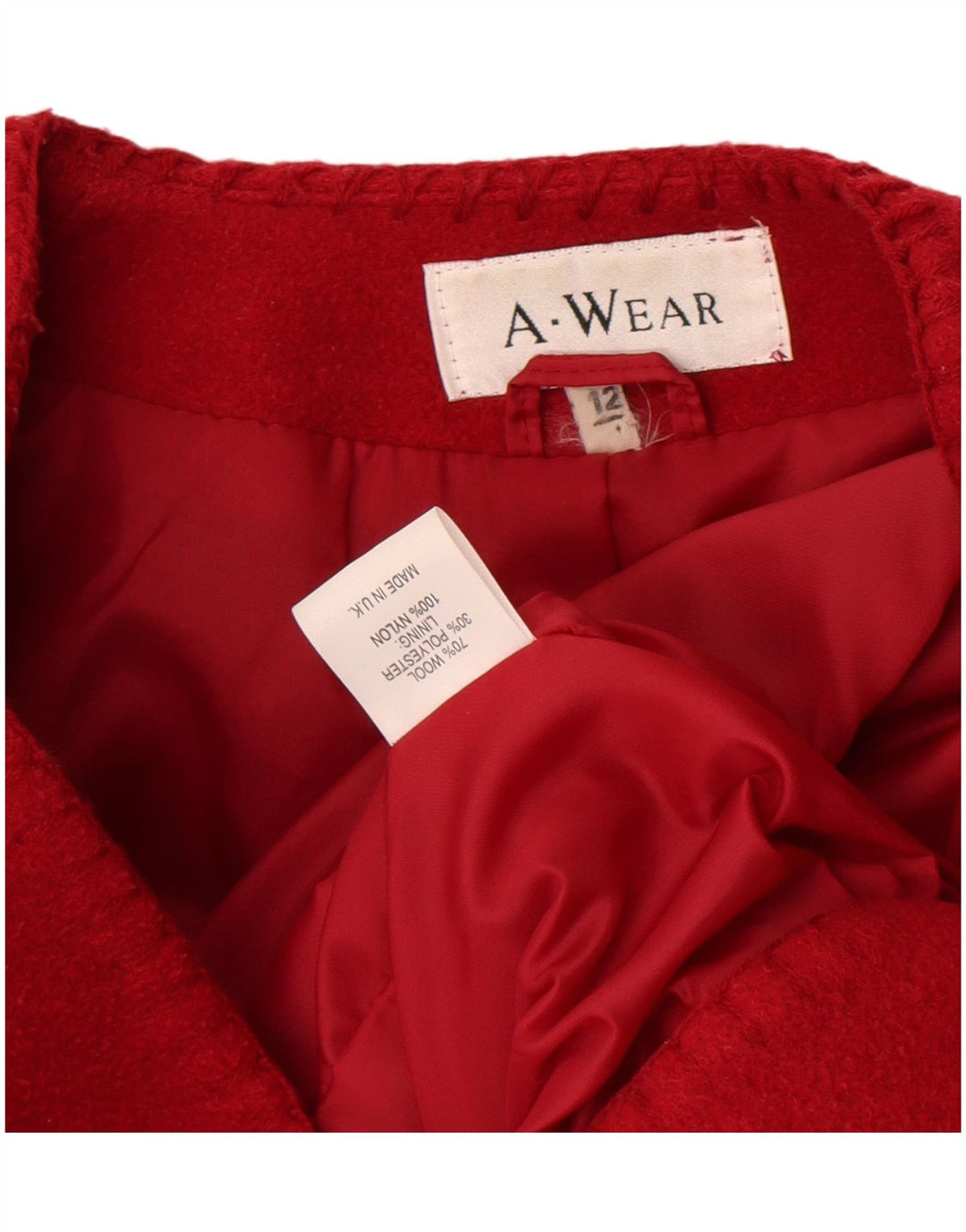 A.Wear Dame 3-knaps blazerjakke UK 12 Medium Rød Uld
