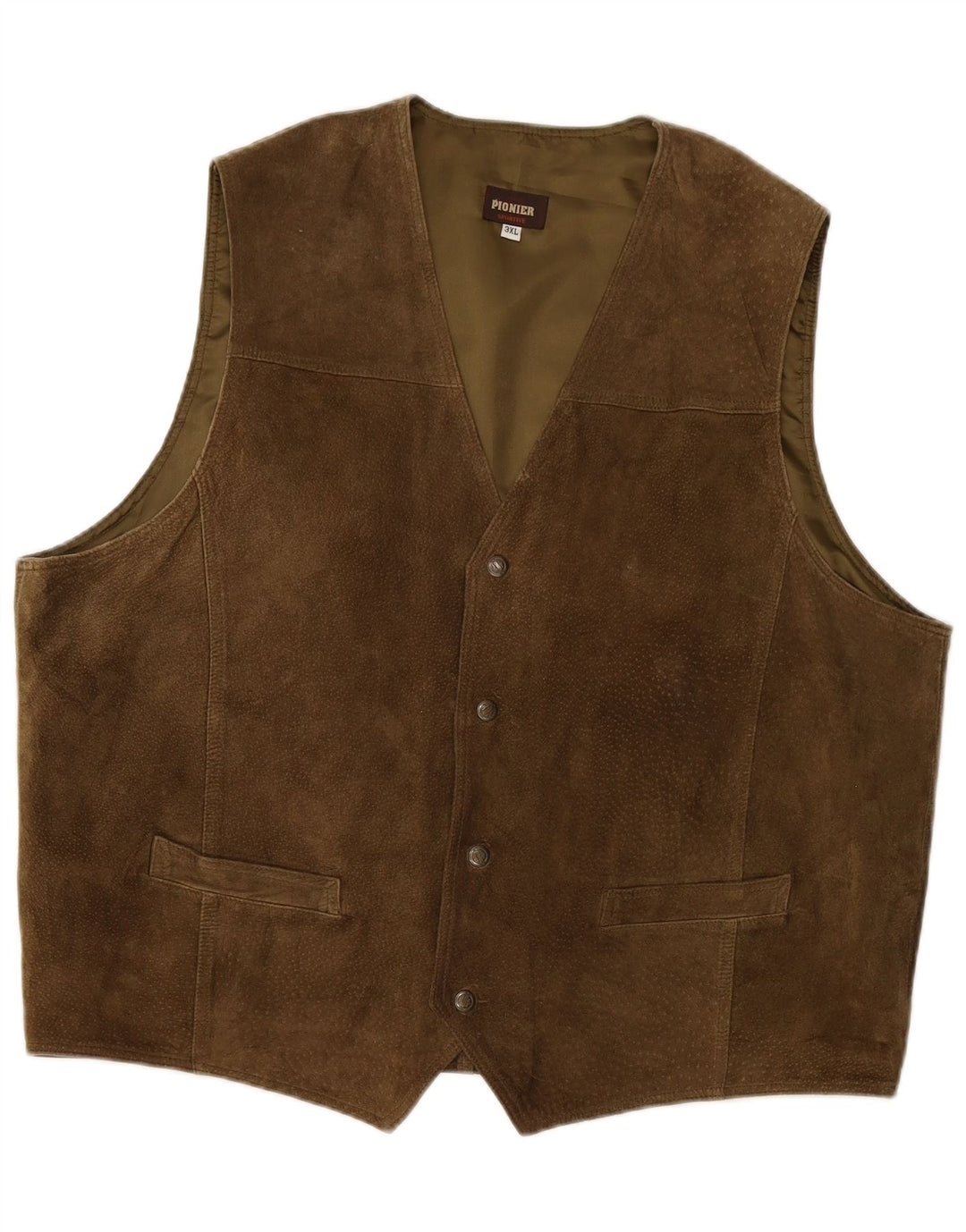 PIONIER Herre Ruskind Gilet UK 22 3XL Khaki Læder