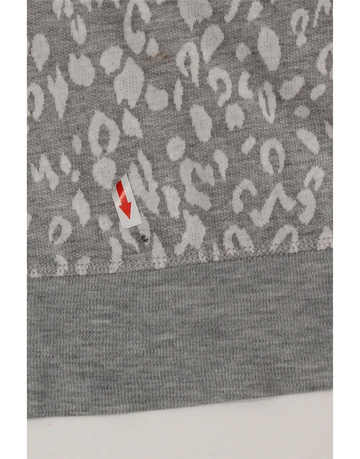 Marks & Spencer Dame Sweatshirt Jumper UK 16 Large Grey Animal Print