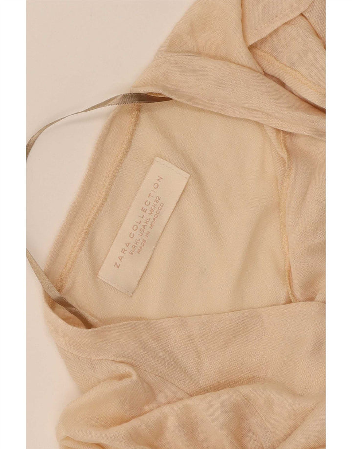 Zara Dame Bluse Top UK 18 XL Beige