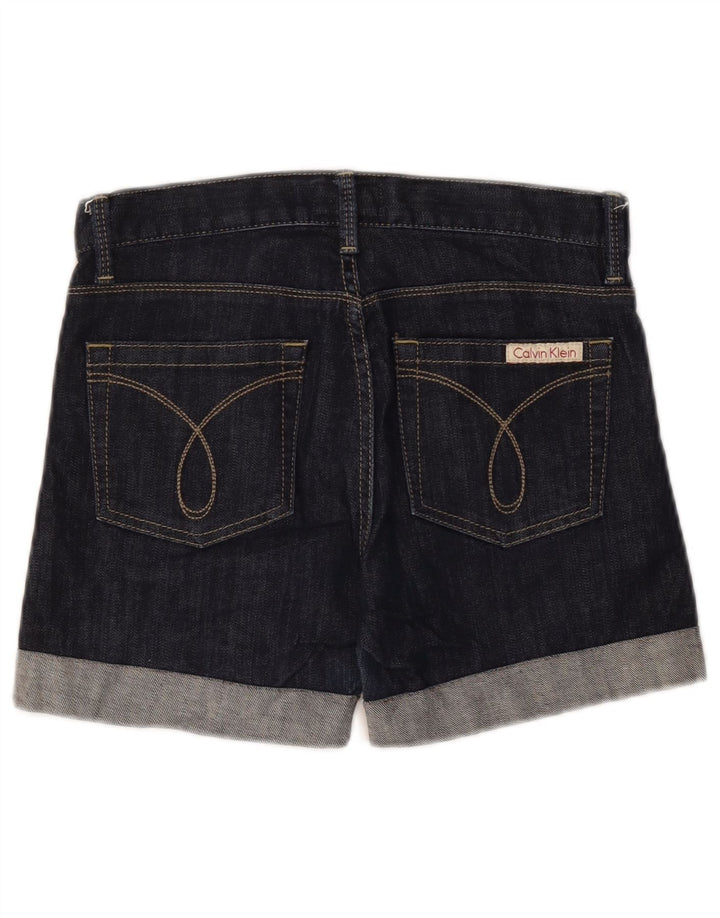Calvin Klein denimshorts med brede ben til kvinder W28 Mellem marineblå