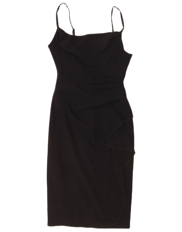 Coast Womens Ruffle Front Ærmeløs Bodycon Dress UK 10 Small Black
