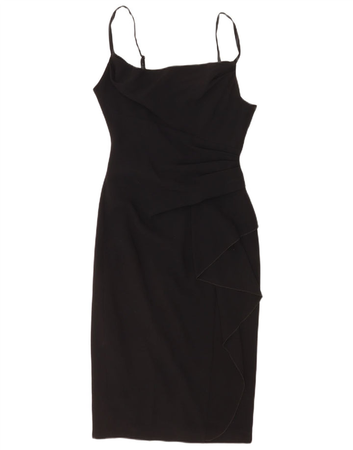 Coast Womens Ruffle Front Ærmeløs Bodycon Dress UK 10 Small Black
