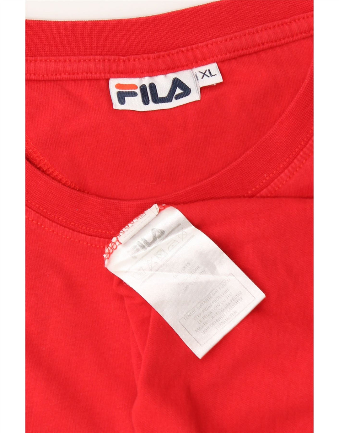 Fila Herre Grafisk T-Shirt Top XL Rød Bomuld