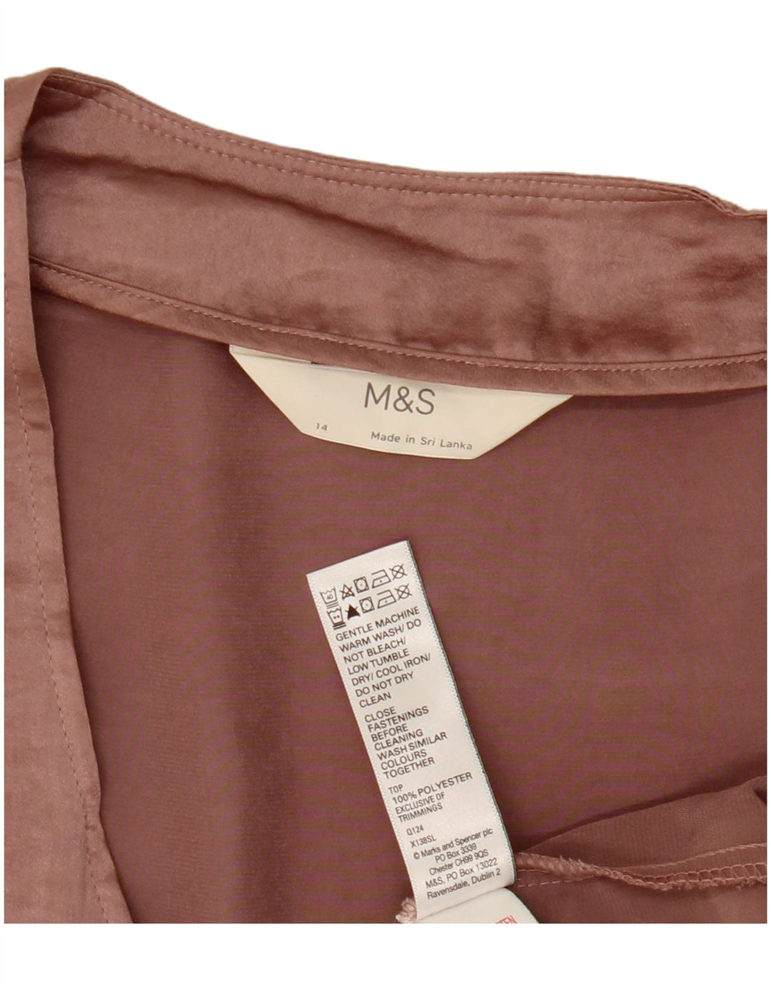 Marks & Spencer ærmeløs skjortebluse til kvinder UK 14 Large Pink Polyester
