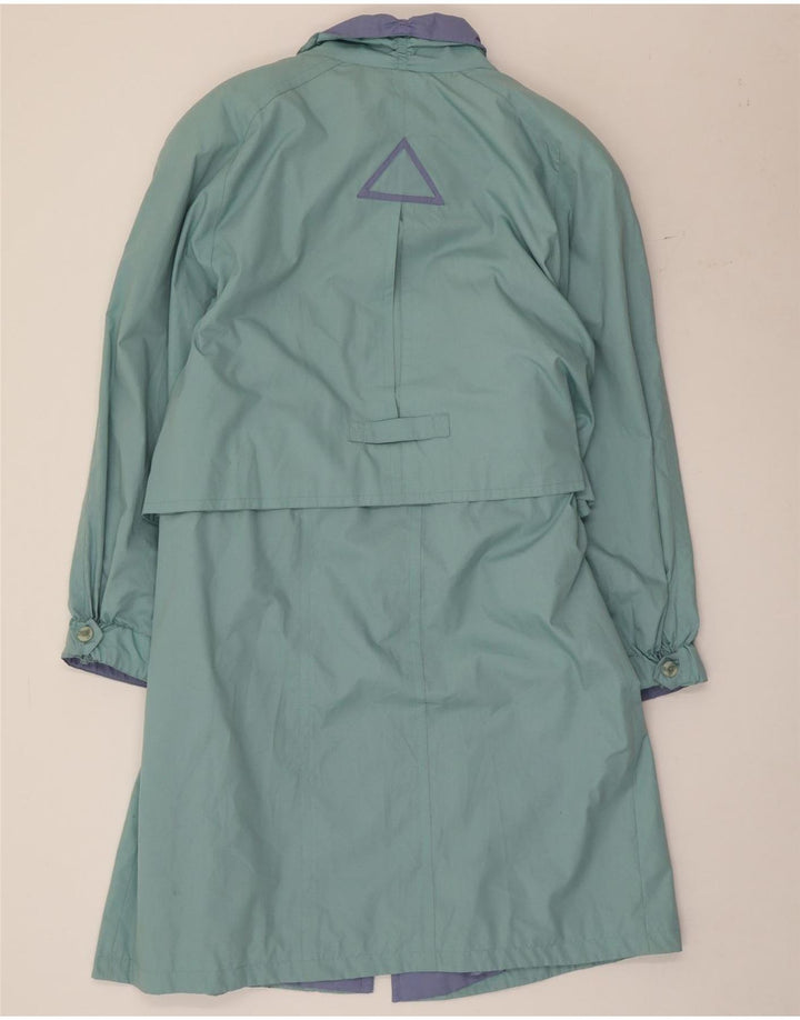 Vintage Trench Coat til kvinder UK 12 Medium Green Colourblock Polyester