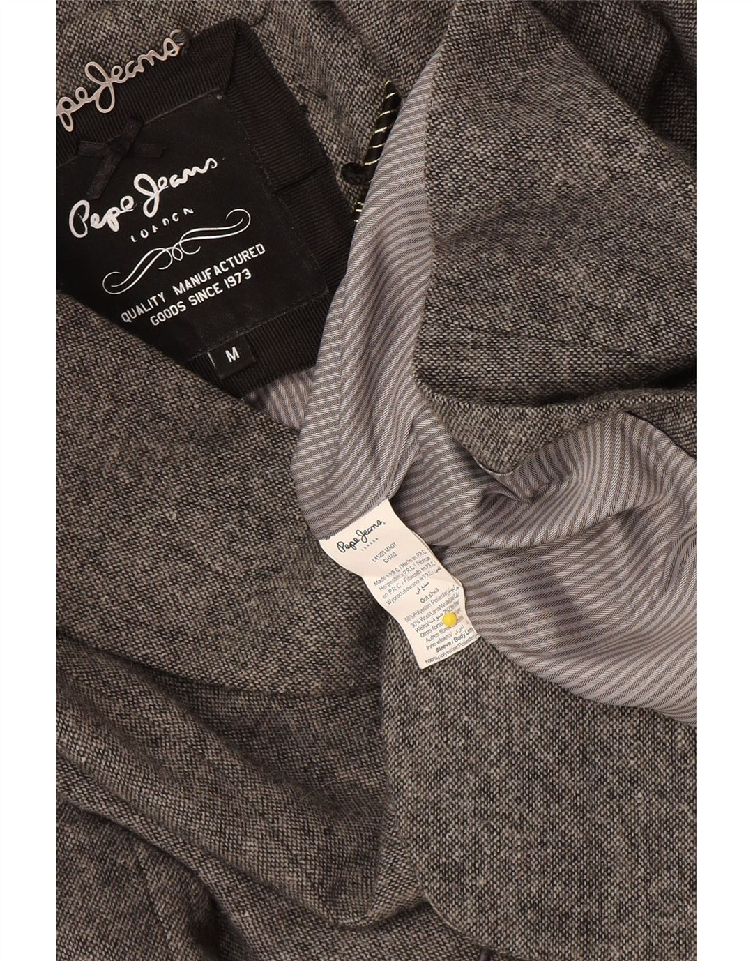 PEPE Jeans Dame Military Crop Blazer Jacket UK 12 Medium Grey Classic