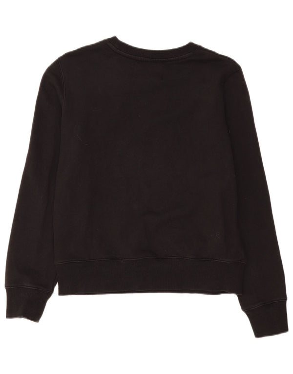 Calvin Klein Dame Grafisk Sweatshirt Jumper UK 10 Small Black Bomuld