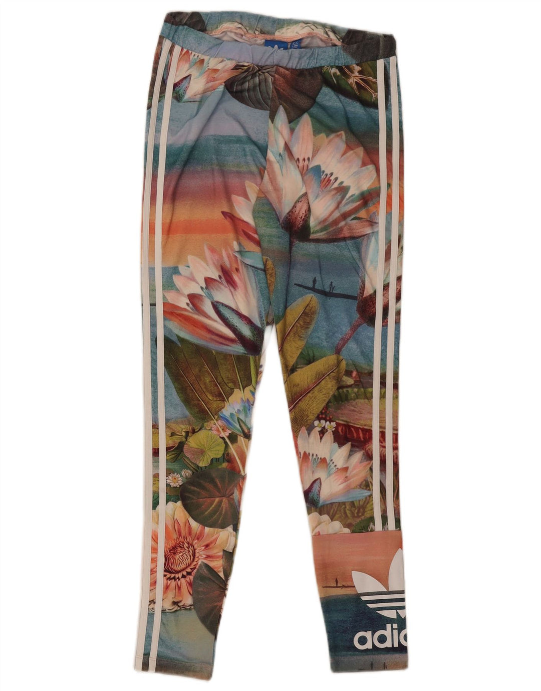 Adidas Dame Grafiske Leggings UK 10 Small Multicolored Floral
