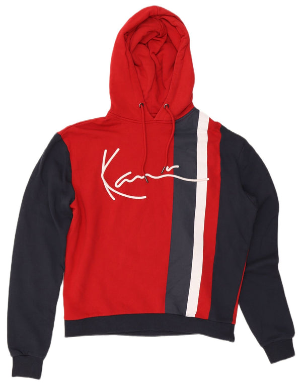 Karl Kani Mens Graphic Loose Fit Hoodie Jumper Small Red Colourblock Cotton