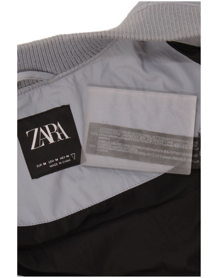 Zara Herre Bomber Jacket UK 38 Medium Grey Polyester