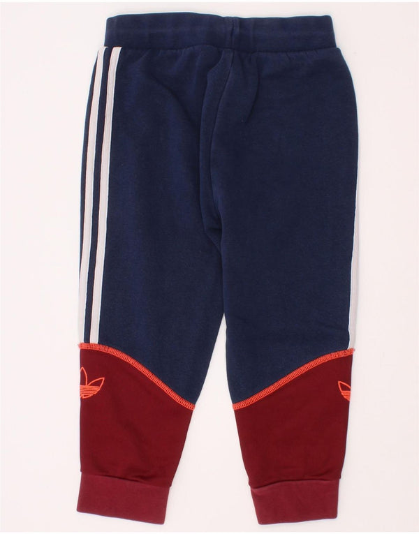 Adidas Drenge Træningsdragt Bukser Joggers 3-4 år Navy Blue Colourblock