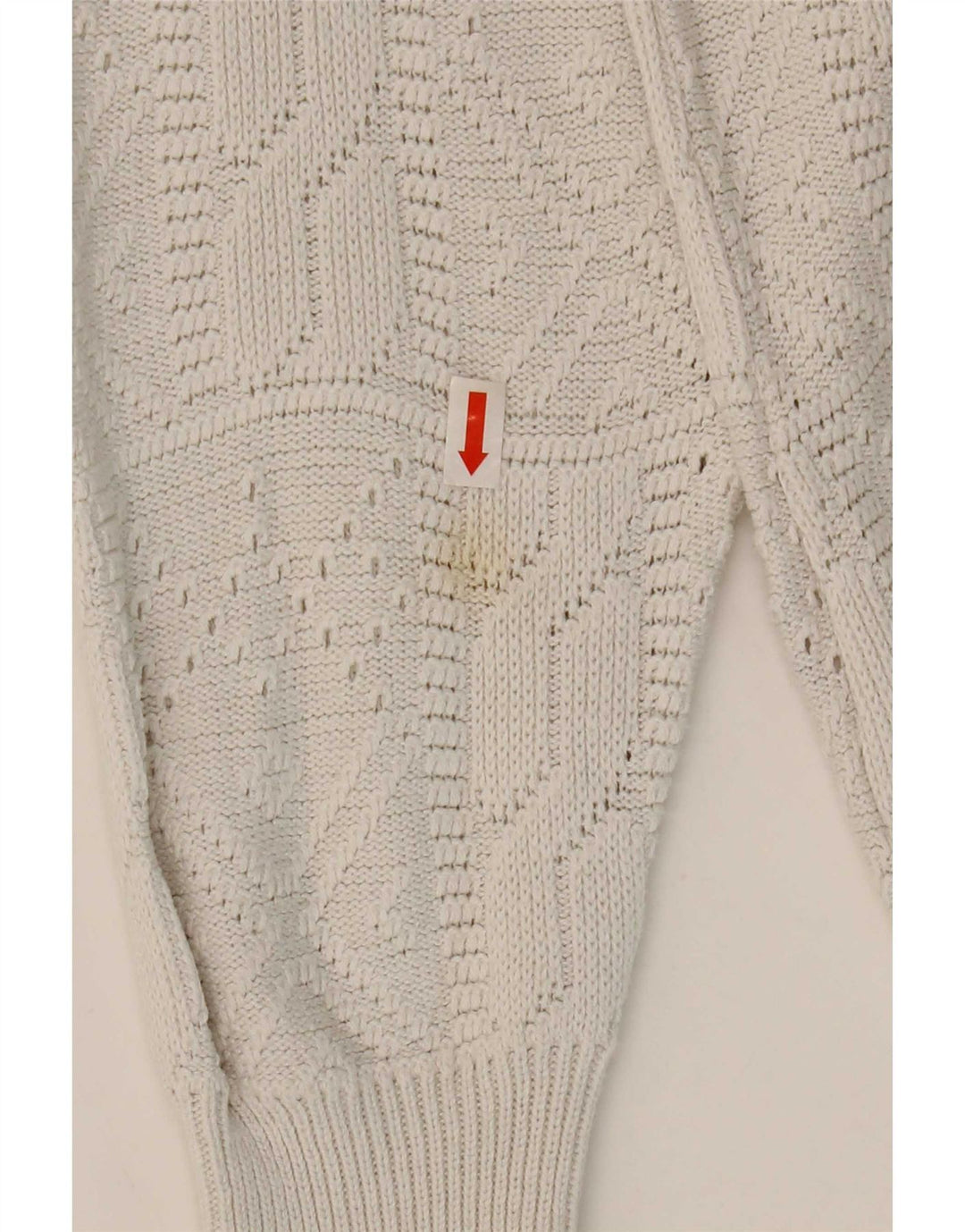 Vintage Womens Button Neck Jumper Sweater IT 42 Medium White Acryl