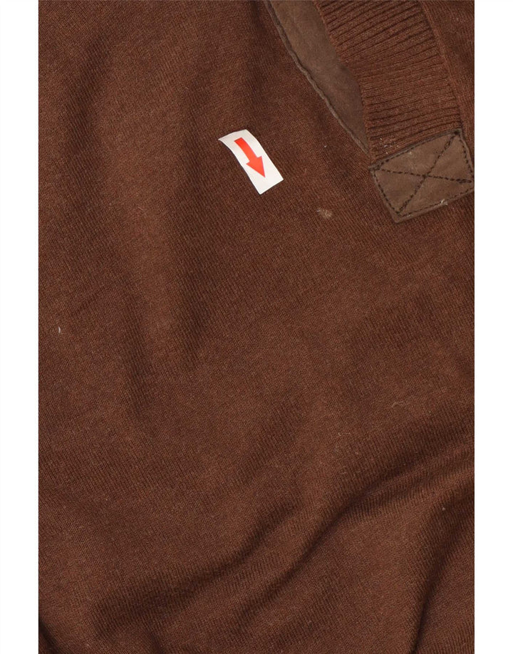Massimo Dutti Herre Shawl Neck Jumper Sweater XL Brun Bomuld