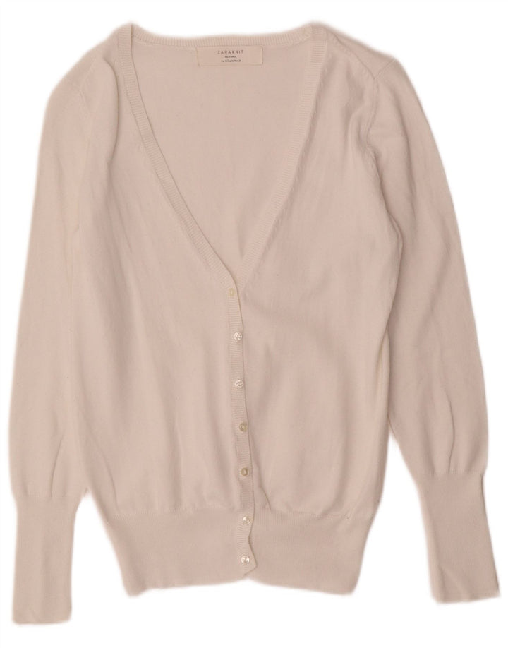 Zara Dame Cardigan Sweater UK 12 Medium White