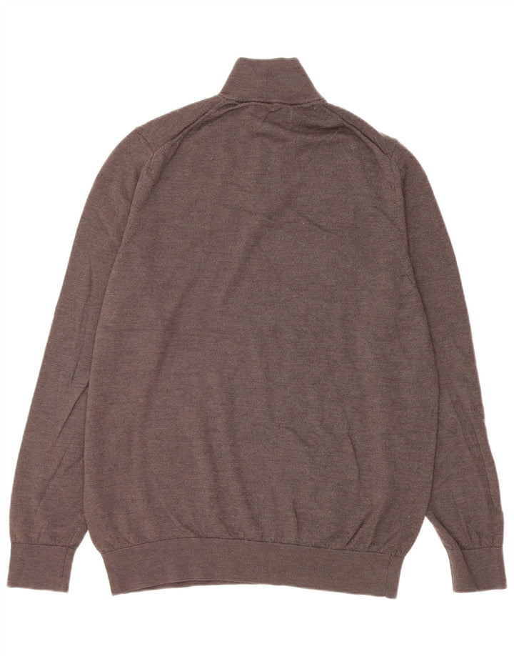 Marks & Spencer Herre Autograph Zip Neck Jumper Sweater Stor Brun