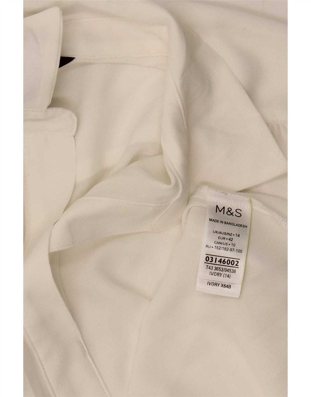 Marks & Spencer Dame bluse Top UK 14 Large White Polyester