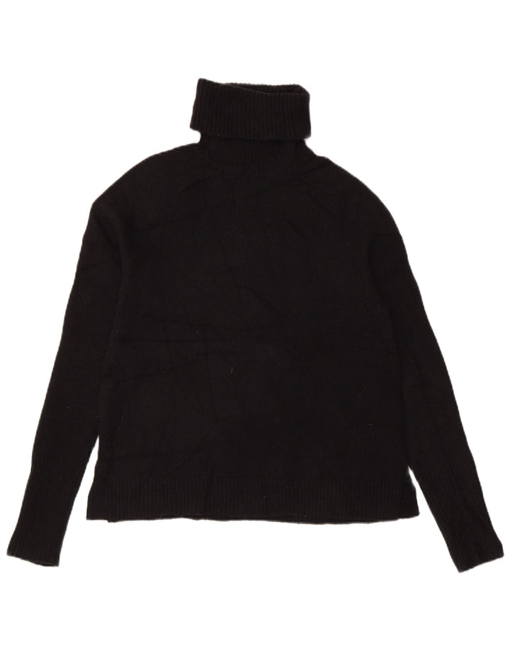 J. Crew Womens Crop Roll Neck sweater UK 10 Small Black Wool