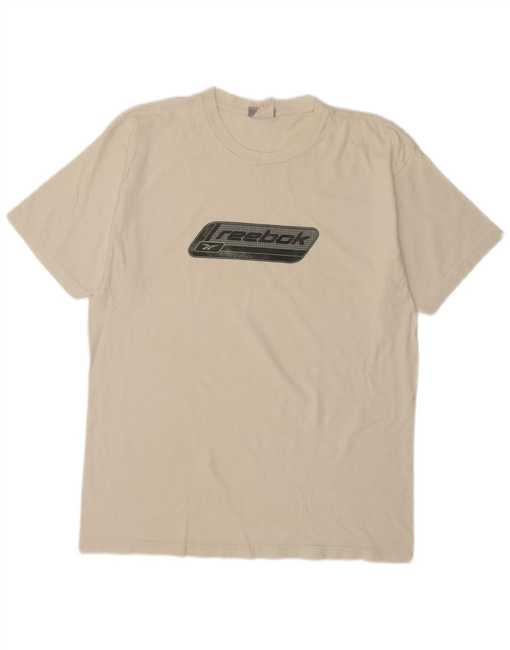 Reebok Herre grafisk T-shirt Top Stor Off White Bomuld