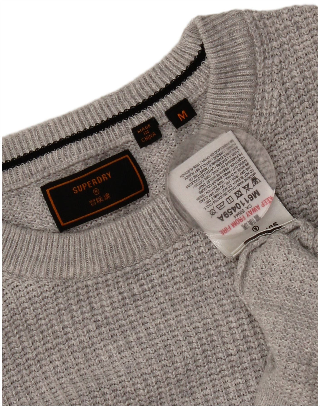 Superdry Herre sweater med rund hals, mellemgrå bomuld