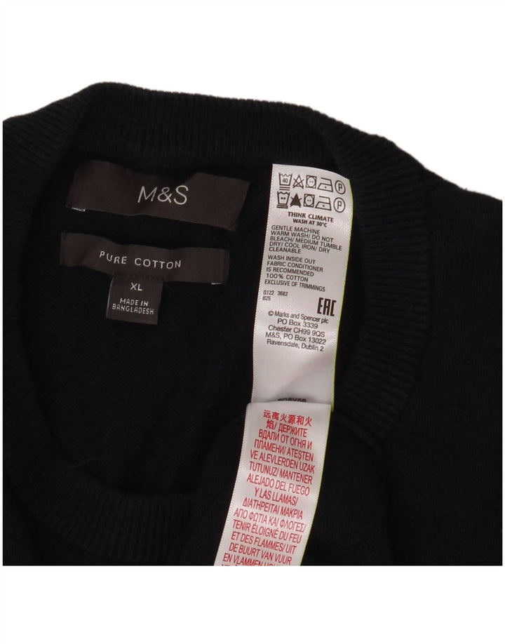 MARKS & SPENCER Herre sweater med rund hals XL marineblå bomuld
