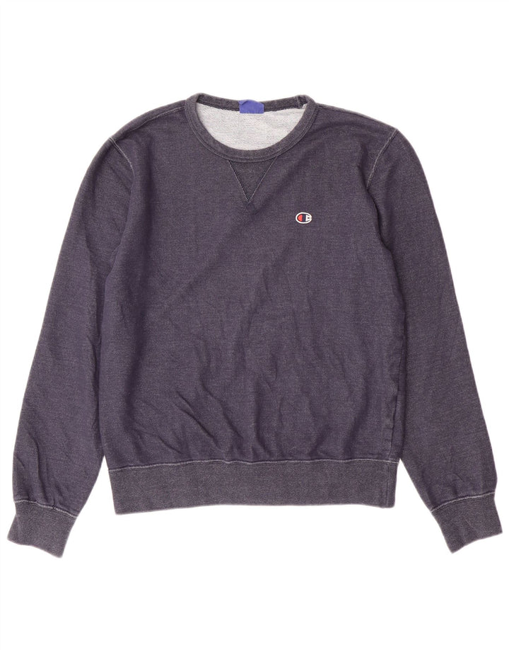 CHAMPION Womens Sweatshirt Jumper UK 14 Medium Navy Blue Cotton